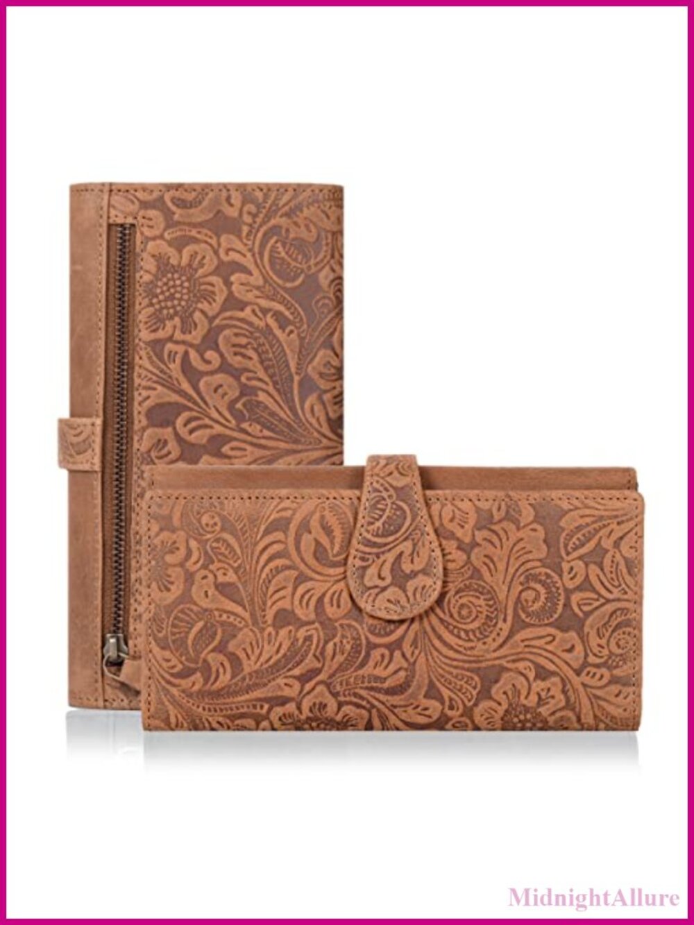 Real Leather RFID Blocking Trifold Wallet Card Holder with ID Window